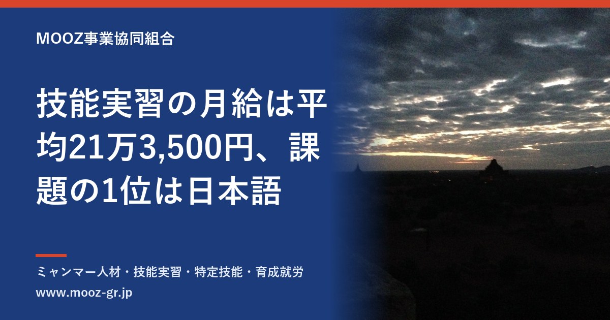技能実習の月給は平均21万3,500円、課題の1位は日本語
