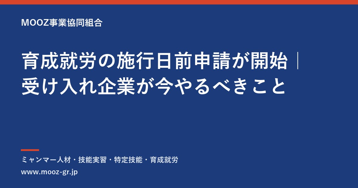 育成就労の施行日前申請が開始｜受け入れ企業が今やるべきこと