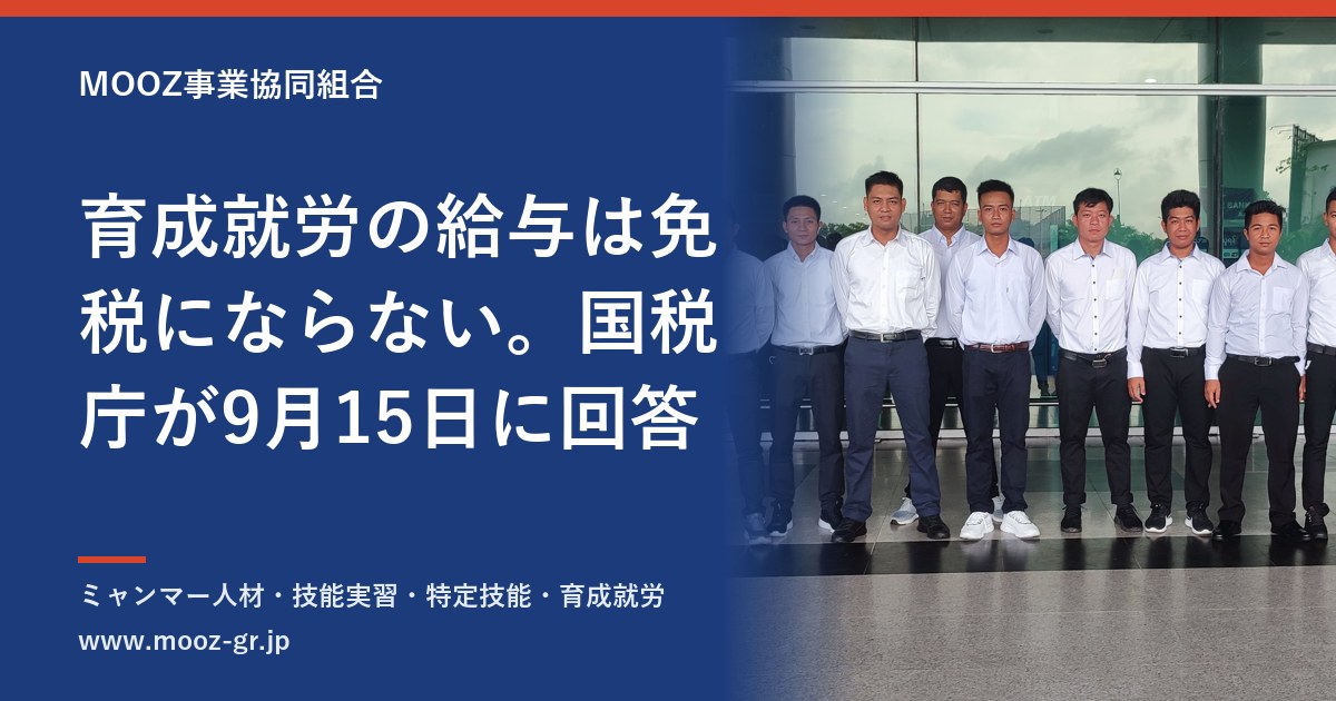 育成就労の給与は免税にならない。国税庁が9月15日に回答