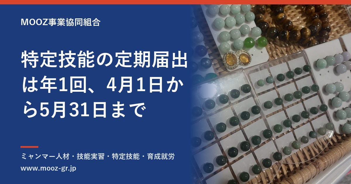 特定技能の定期届出は年1回、4月1日から5月31日まで