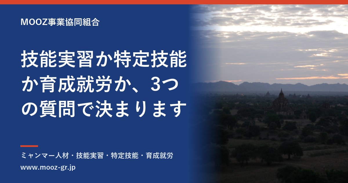 技能実習か特定技能か育成就労か、3つの質問で決まります